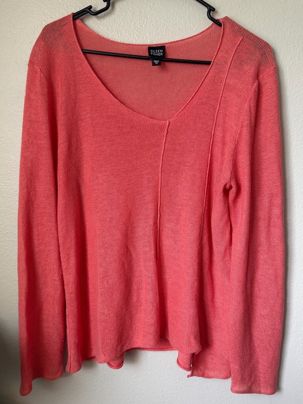 Eileen Fisher Lightweight Linen Sweater Asymmetric Neckline Women’s M Lagenlook - Picture 2 of 4